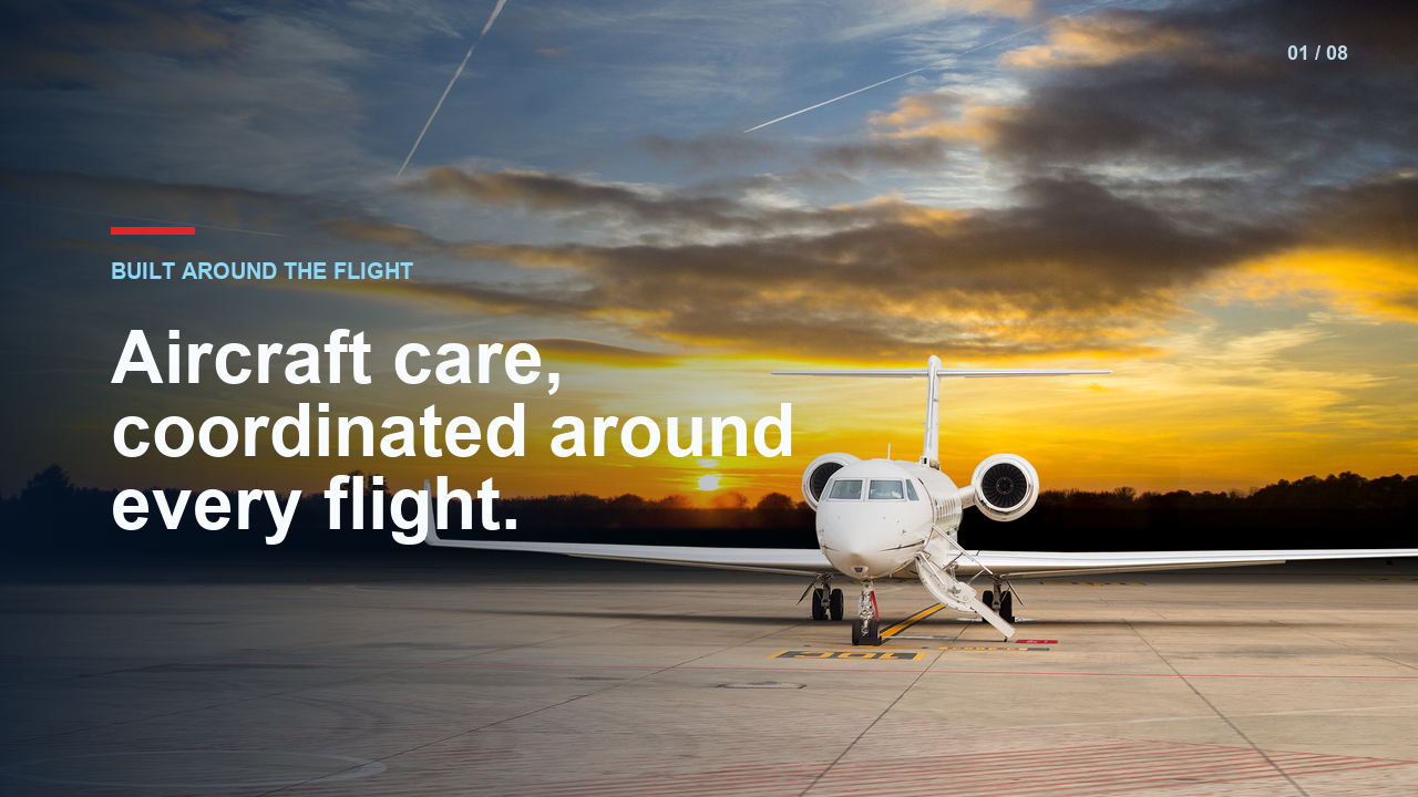 Business aircraft on an airport ramp, the opening frame of the LiveTakeoff film